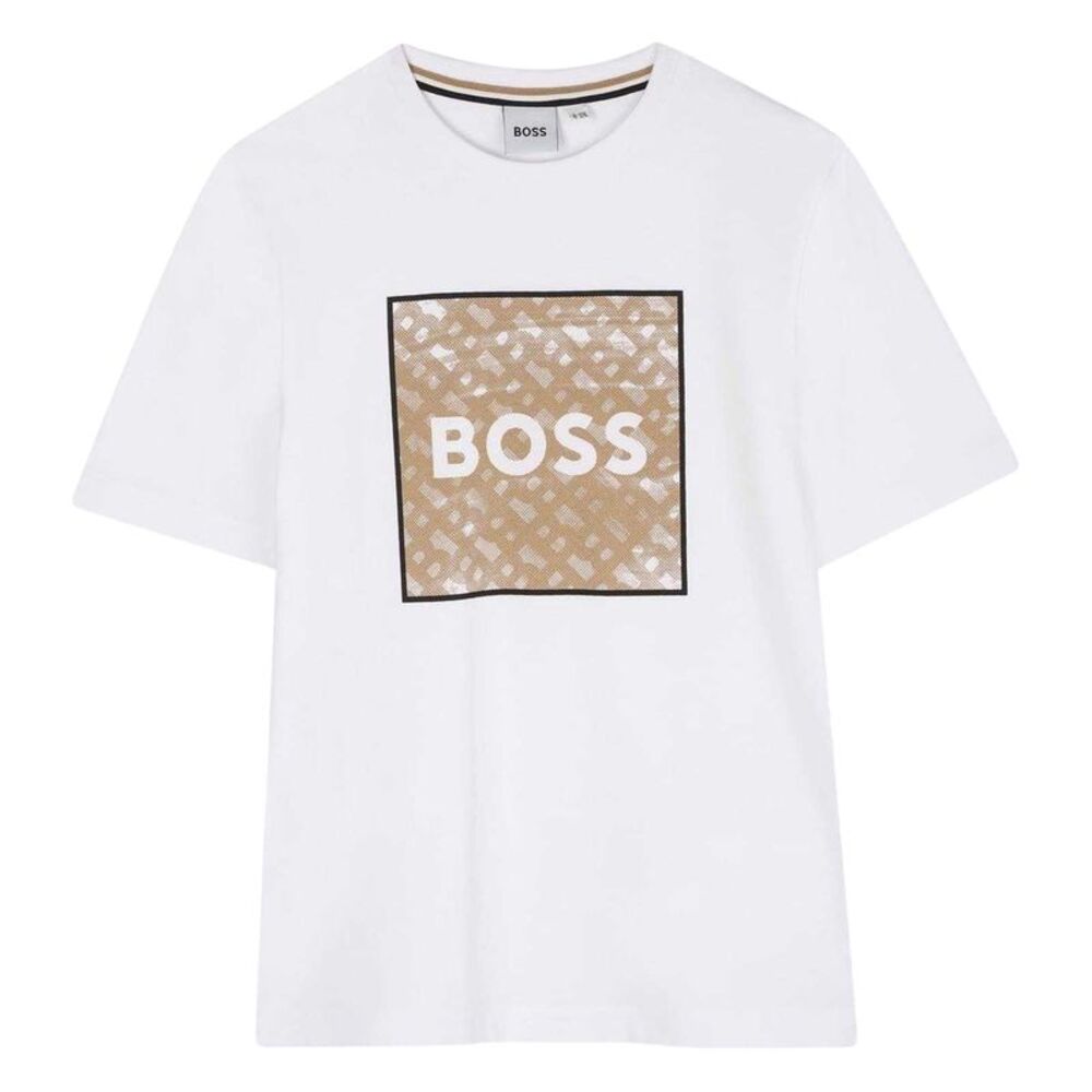 Boss Childrens/Kids Monogram Cotton Logo T-Shirt / White